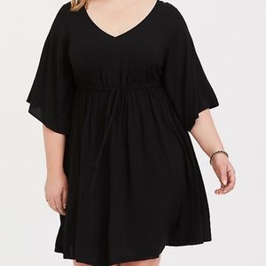 Torrid Black Challis Kimono Skater Dress 2X NWT